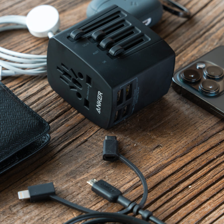Anker Universal Travel Adapter with 4 USB Ports - Black