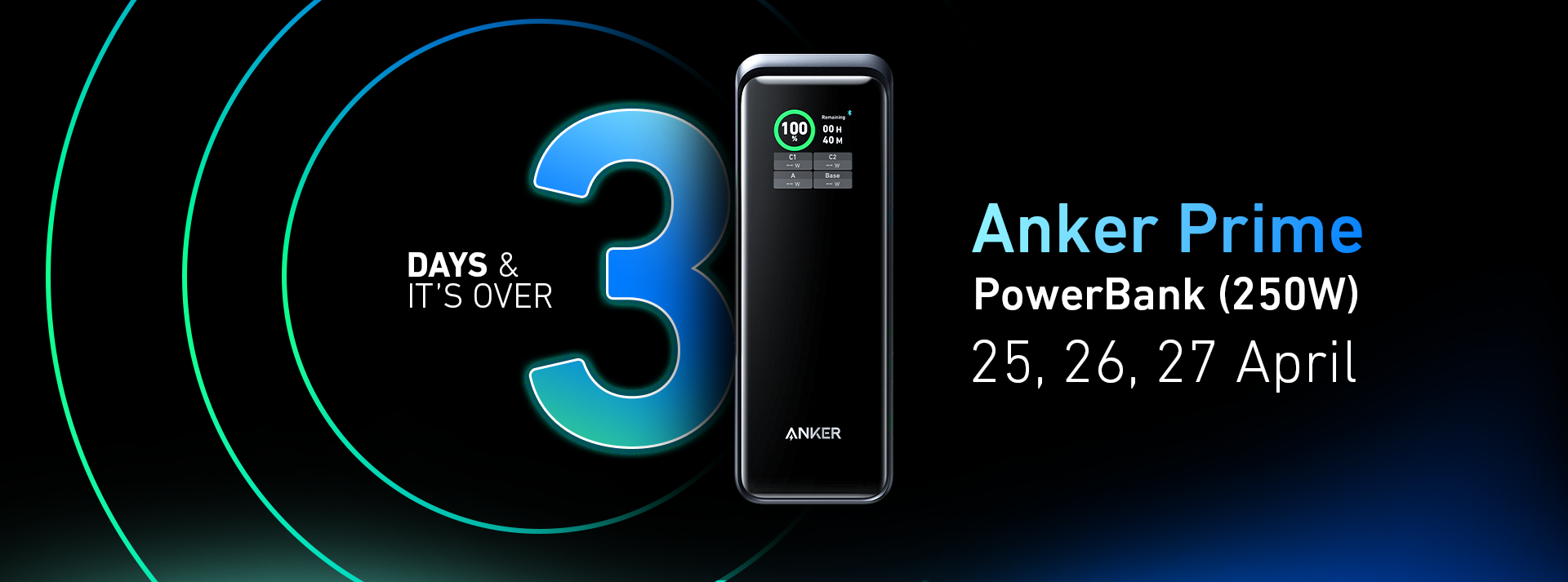 Anker 737 Power Bank (PowerCore Prime 27.6K) 250W (2C&1A)